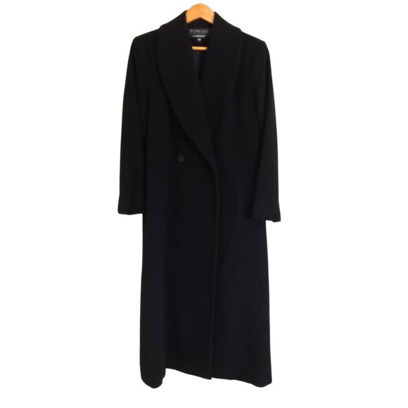 NWOT Towne By London Fog Wool Shawl Collar Long Black Coat 12P - Picture 1 of 9